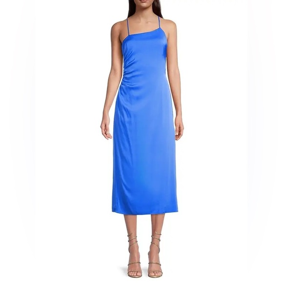 Milly Dresses & Skirts - Milly Hub Beach Blue Electra Ruched Slip Dress Size 4
